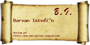 Barvan István névjegykártya